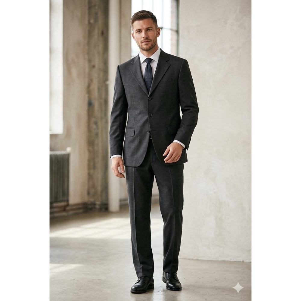 Hugo Boss Flynn Vegas Mens Wool Blend Suit Jacket Size 50 Pants Charcoal Formal